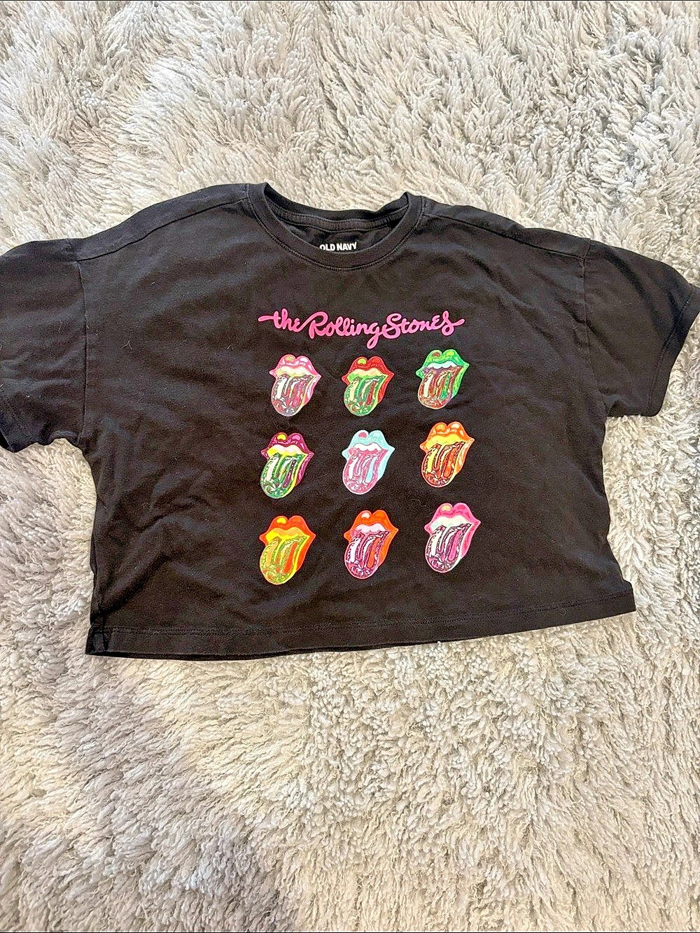 Old Navy The Rolling Stones graphic tee Girls Large Graphic Tee Black Like New